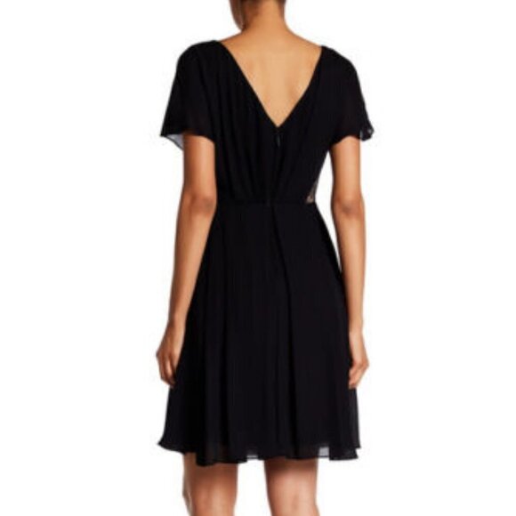 Jason Wu Black Lace Inset Silk Georgette Short Sleeve Mini Dress Size 10 - Picture 3 of 10